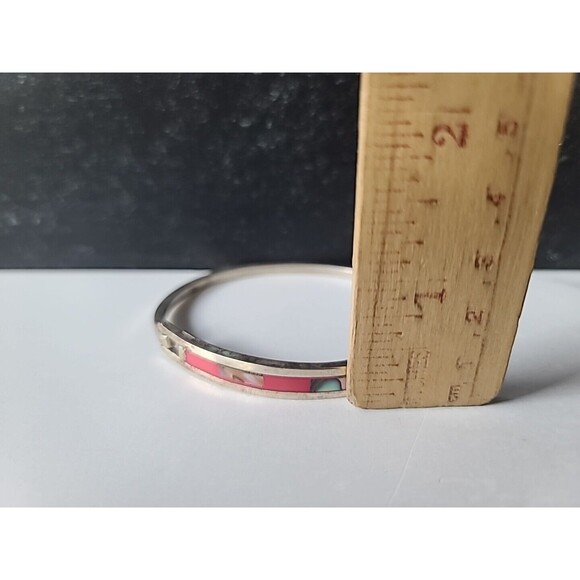 Abalone Shell Hinged Bangle Bracelet Vintage - Picture 10 of 10